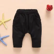 Штаны на подгузник с мультипликационным принтом; эластичные повседневные зимние Хлопковые Штаны-шаровары средней длины с высокой талией для маленьких мальчиков