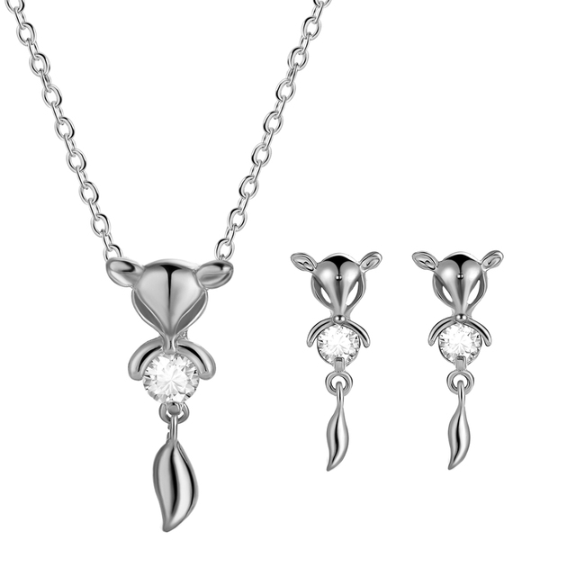 Gold Silve Color Pendants & Necklace Drop Earrings Natural Stone Cubic Zirconia Crystal Wedding Bridal Jewelry Sets