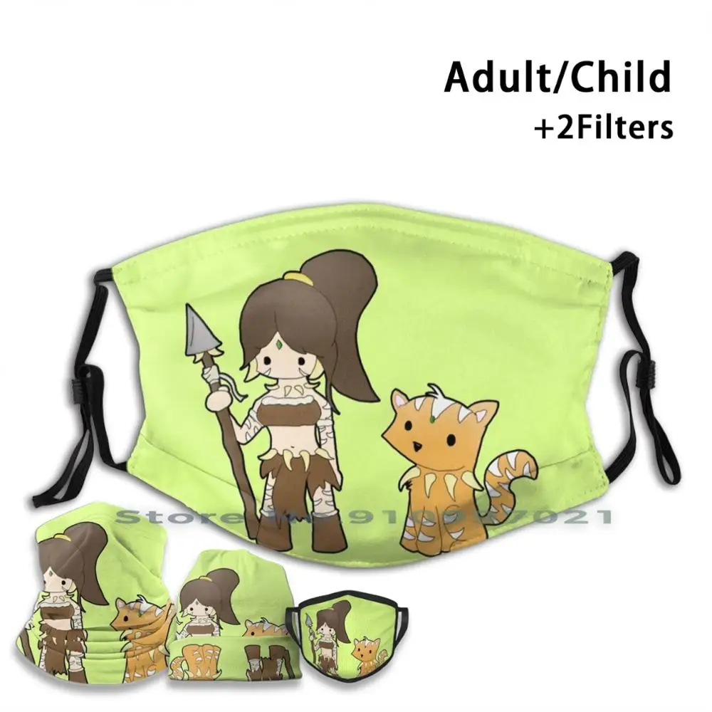 Неодноразовая маска для лица Chibi Nidalee Pm2.5 фильтры детей и взрослых милая маленькая