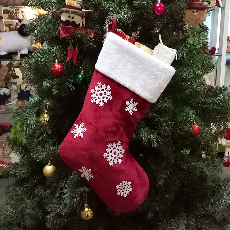 1/2PCS Christmas Stockings Pendant Cloth Christmas Tree Elk Snowflake Ornament Christmas Print Party Home Decoration Gift Bag