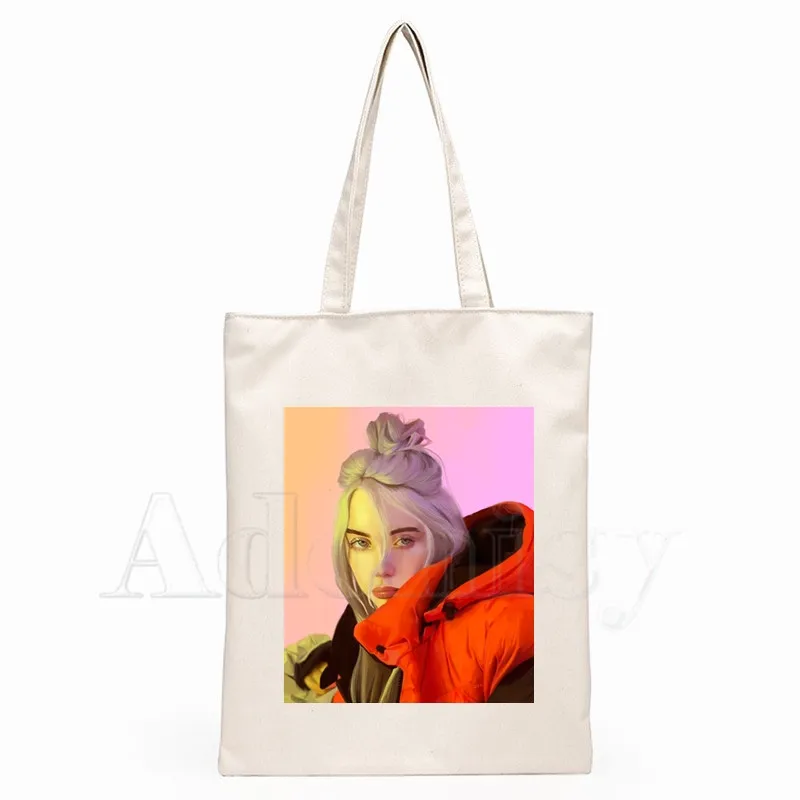 

Billie Eilish Women Female Foldable Canvas Shoulder Bag Canvas Tote Eco Shopping Bag Canvas Tote Bag Casual HandBag Daily Use