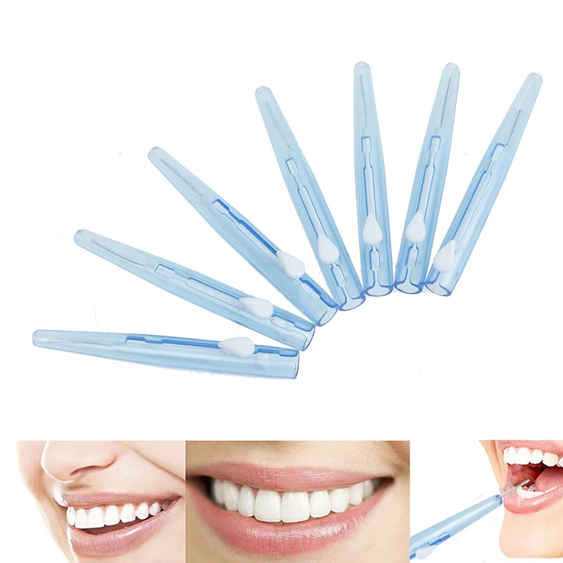 60pcs Oral Care Toothpick Teeth Brush Gum Dental Floss Orthodontic Wire Brush Toothbrush Push-Pull Interdental Orthodontic Brush