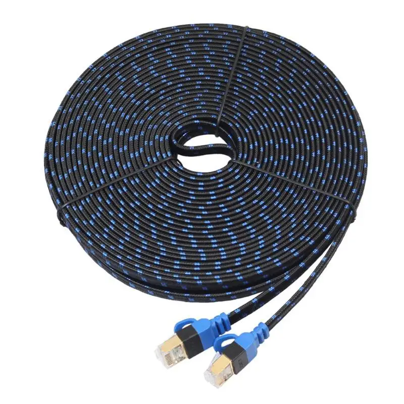 Cat7 Ethernet кабель RJ45 Lan сетевой Cat6 плоский двойной интерфейс Позолоченный разъем для