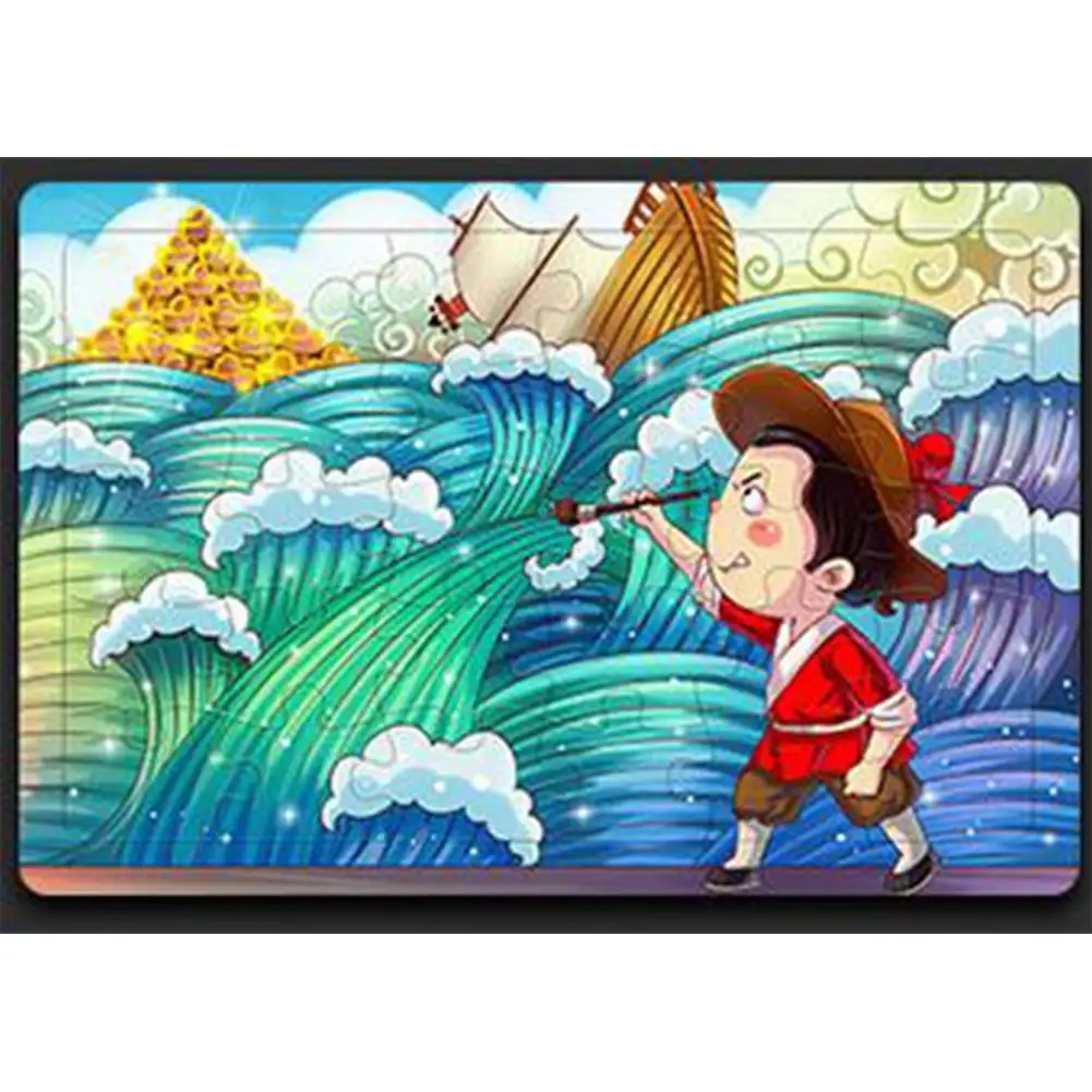 magical brush Kuulee 30 штук деревянный мультфильм шаблон обучающая игрушка-головоломка для детей - Цвет: magical brush