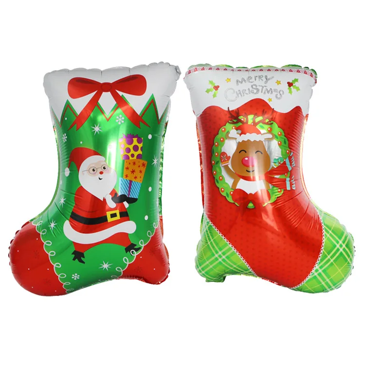 Новинка, стильные рождественские носки с оленем, праздничные декоративные рождественские воздушные шары из алюминиевой пленки
