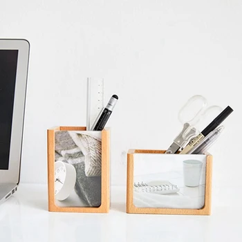

Solid Wood Pen Holder Desktop Decoration Simple Storage Box Graduation Gift Wooden Photo Frame