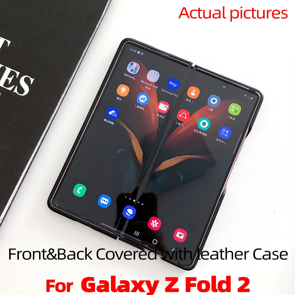 

For Galaxy Z Fold 2 Case for Galaxy Z Fold2 5G front and back covered with Cross Texture leather Case For Galaxy Z Fold2 5G Case