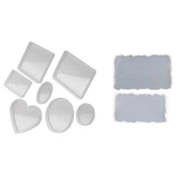 

1 set Coasters Silicone Resin Mold for Desktop Decor & 2pcs Different Sizes Silicone Pallet Mold