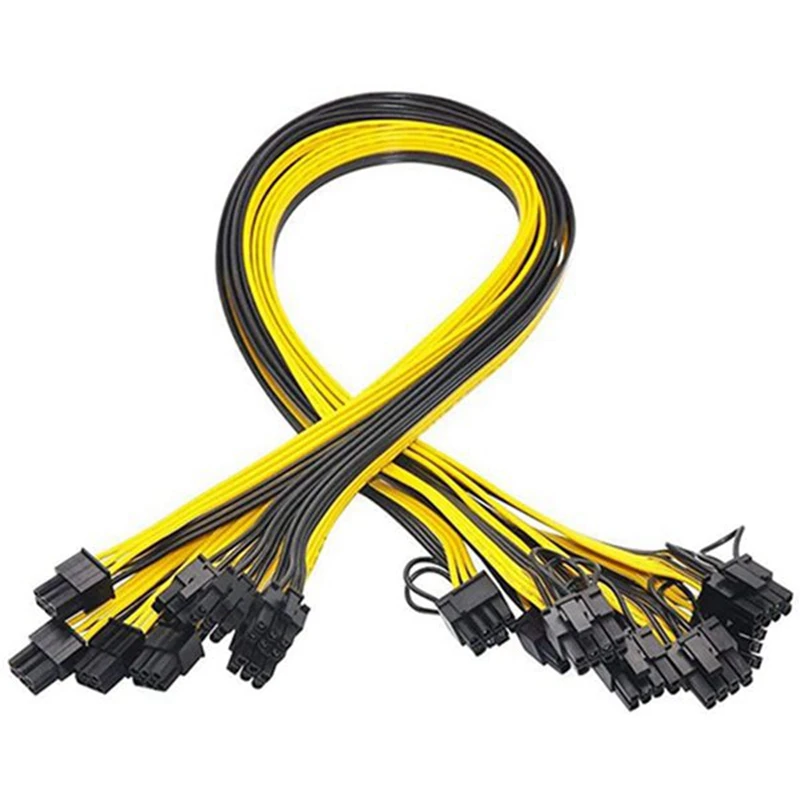 10 шт. 6-контактный PCI-E до 8 контактов (6 + 2) (штекер-штекер) силовой кабель GPU 50 см для