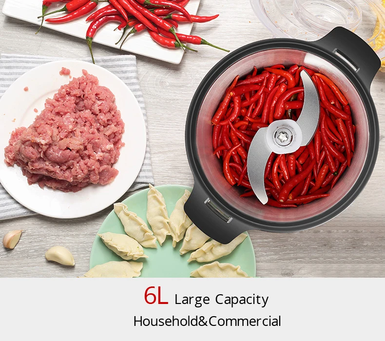 6L Мясорубка из нержавеющей стали Коммерческая электрическая мясорубка бытовые овощи Чили имбирь чеснок еда мясорубка