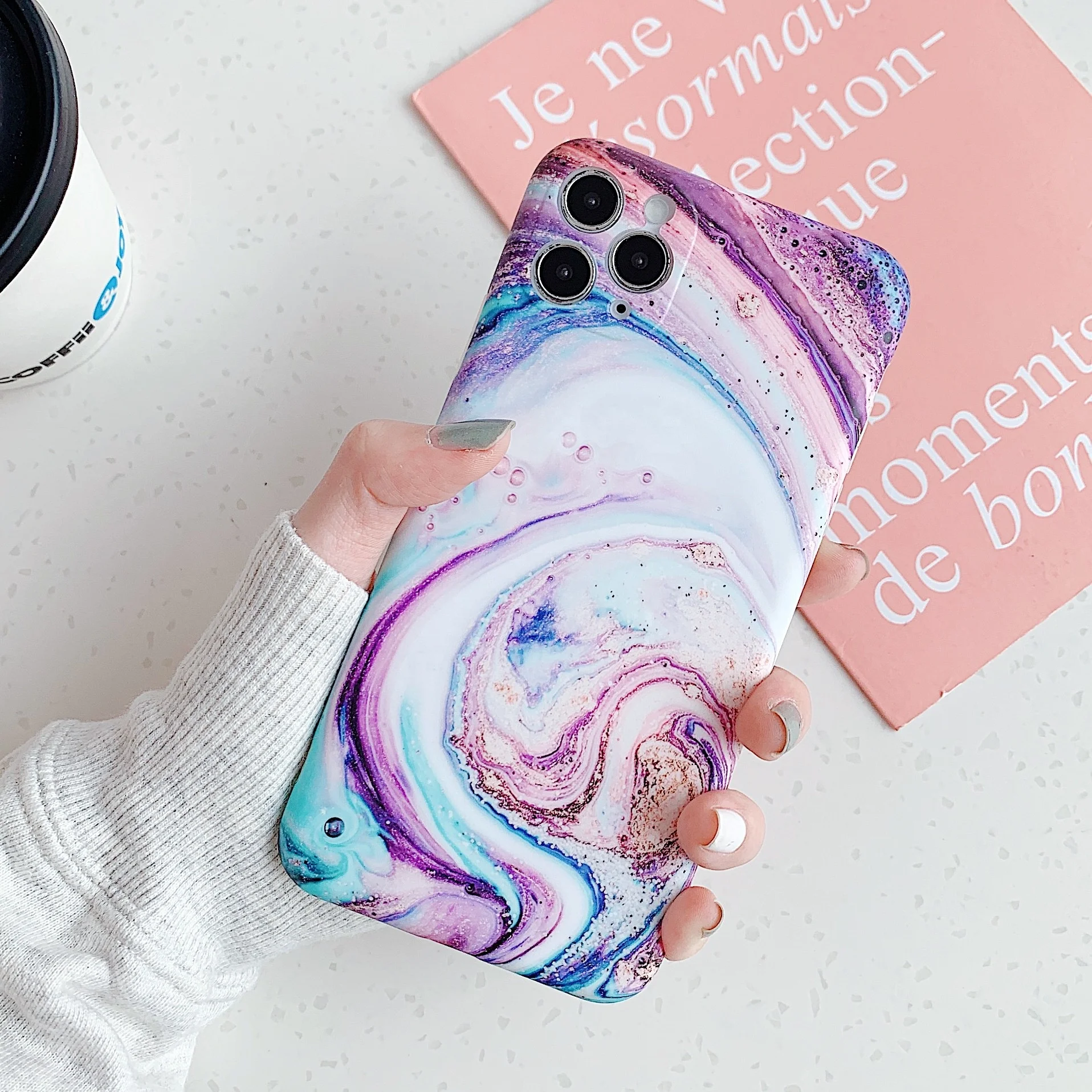 

Luxury Anti Shock Marble Texture Frosted Case Shockproof Mobile Phone Case Back Cover for Iphone 11 Pro Max XS XR 8 7 6 Plus