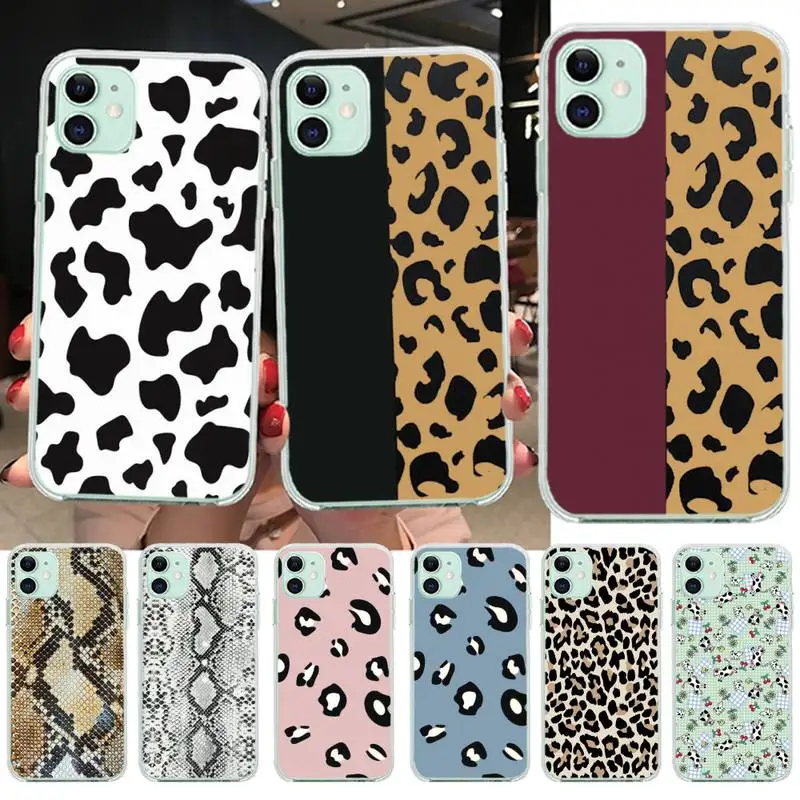 

Black White Cow Snake Leopard Print Phone Case for iphone 12 pro max 11 pro XS MAX 8 7 6 6S Plus X 5S SE 2020 XR cover