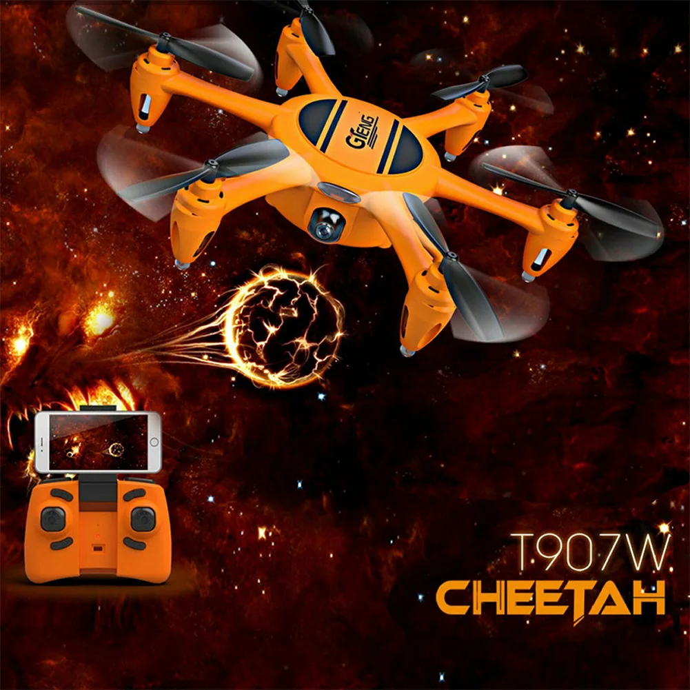 T907W Дрон Радиоуправляемый квадрокоптер удерживающий высоту игрушки Безголовый режим HD камера 4 канала wifi FPV ABS 6 оси Мини вертолет светодиодный Селфи