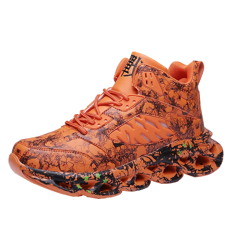 New Graffiti Basket Shoes Fashion Men's Hip Hop Street Dance Shoes Professional Men Running Shoes Mesh High Quality Sneaker - Цвет: Orange