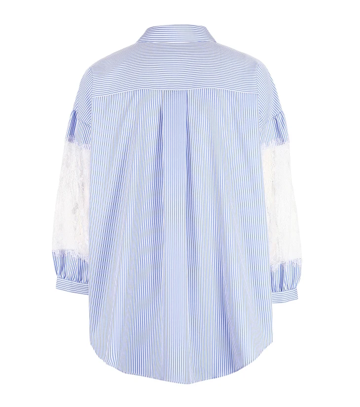 Vero Moda Женская Полосатая кружевная рубашка с 3/4 рукавами | 319131540
