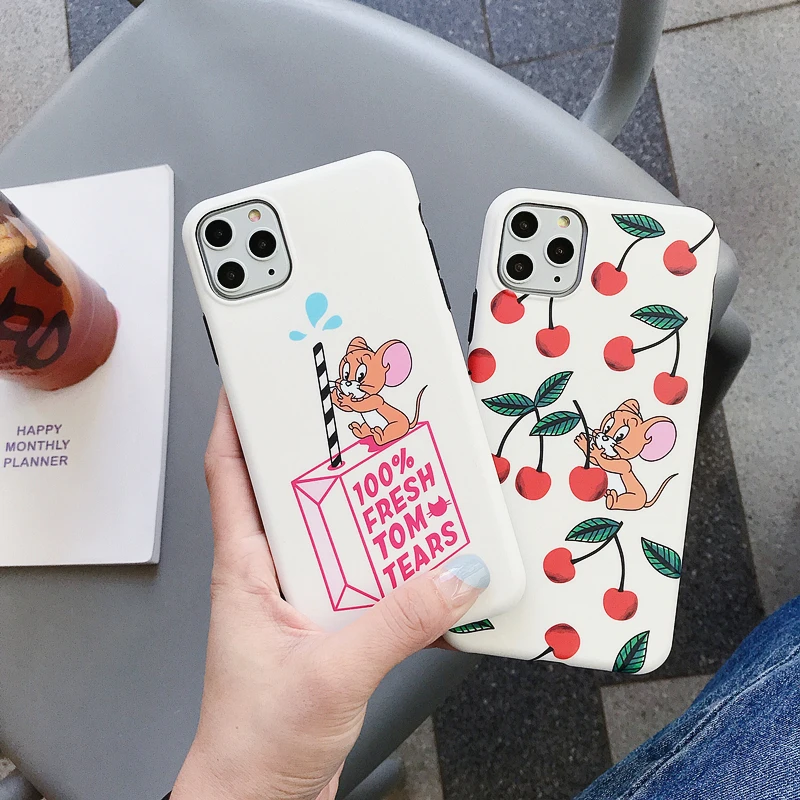 Чехол для телефона для iphone 11Pro XS Max X XR рисунком «мышонок Джерри» вишня матовый IMD мягкий чехол для iphone 6 6S 7 8 Plus задняя крышка чехол s