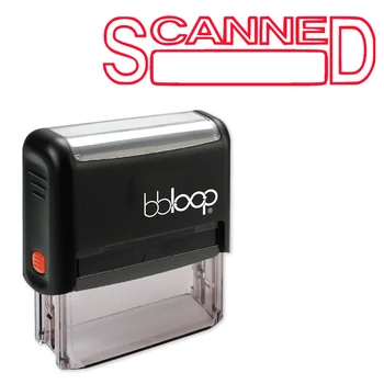 

BBloop Self-Inking Rubber Stamp "SCANNED", Rectangular, Laser Engraved, Red Ink Included