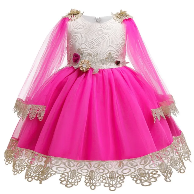 Детская одежда платье с цветочным узором для девочек праздничные платья принцессы для детей от 2 до 10 лет Одежда для маленьких девочек Элегантное свадебное платье без рукавов - Цвет: rose Red