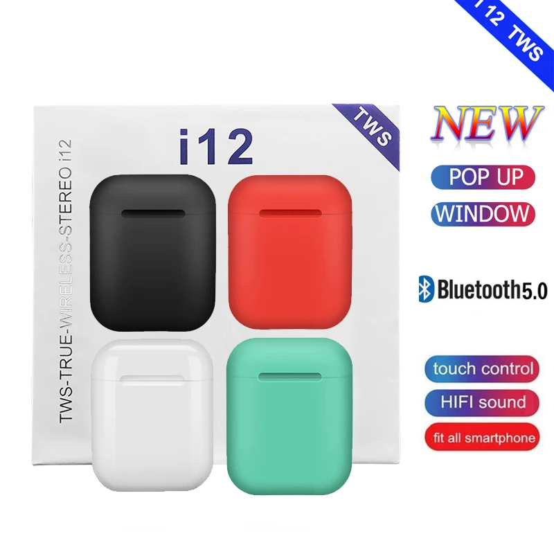 I12 TWS Bluetooth наушники 5,0 с микрофоном сенсорное управление беспроводные наушники водонепроницаемые беспроводные наушники-вкладыши музыкальные вкладыши