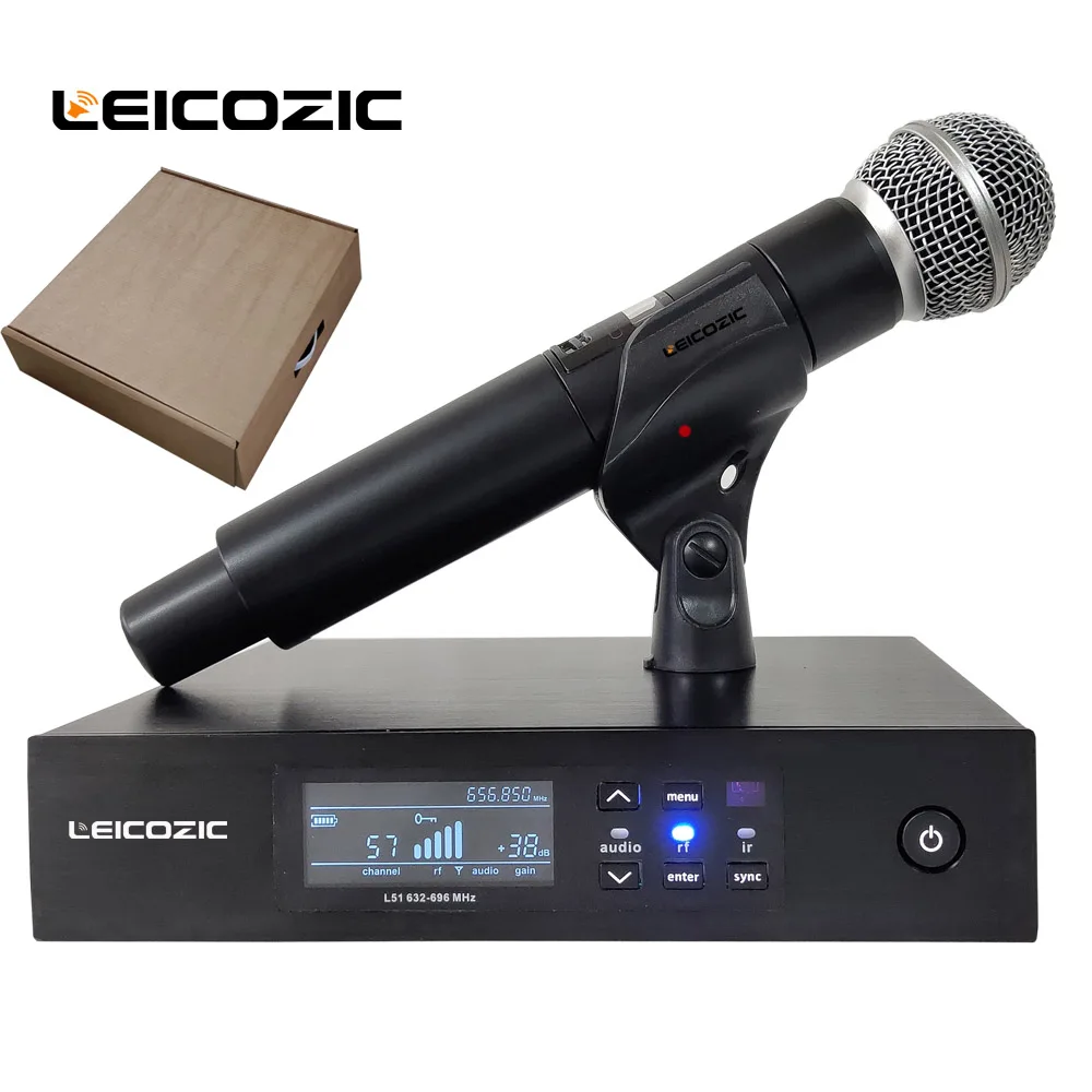 Leicozic QLXD цифровой микрофон Беспроводная система QLXD4 ручной микрофон одноканальный работает с оригинальной SM-58A капсулой 628-668 МГц - Цвет: Carton Box Packing