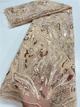 

Luxury African Lace Fabric 2020 High Quality Lace Nigerian Lace Fabrics Handmade Beaded Lace Fabric For Wedding Bridal YA3616B-5