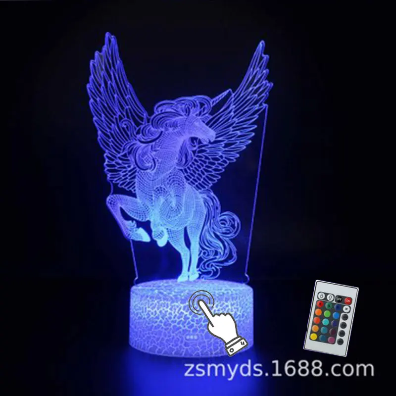 3D иллюзия Единорог 7 цветов светодиодный пульт дистанционного управления игрушки сенсорный спящий Ночной светильник животного светится в темноте игрушка подарок на день рождения - Цвет: 17