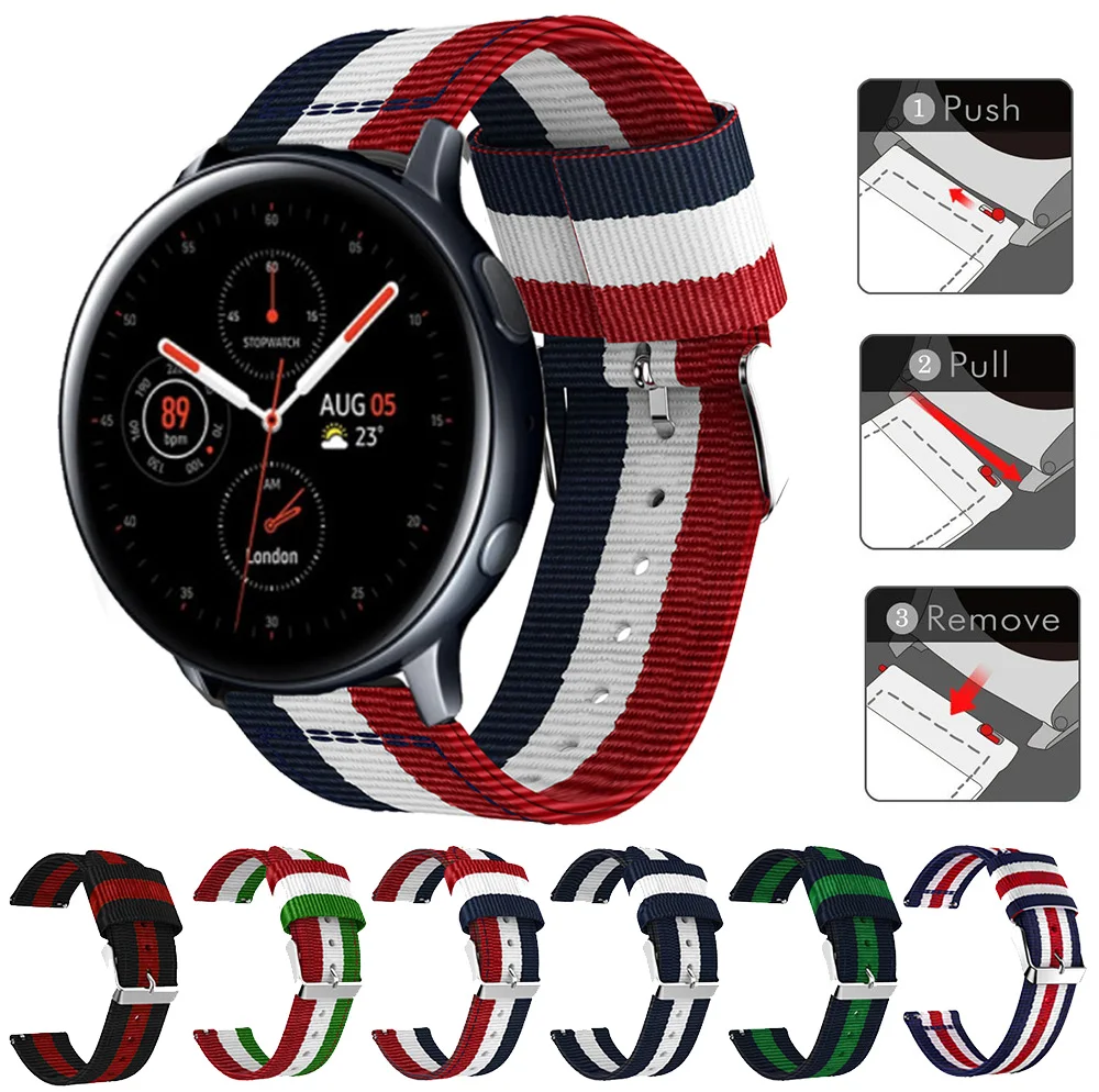 Полосатый нейлоновый ремешок для часов Samsung galaxy watch Active 2 40 мм 44 Active2 сменный
