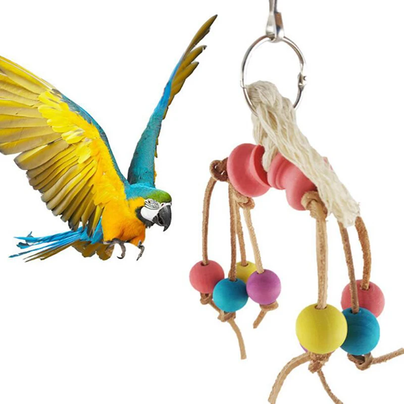 Красочные Бусины игрушки для попугая подвеска подвесной мост цепь домашних