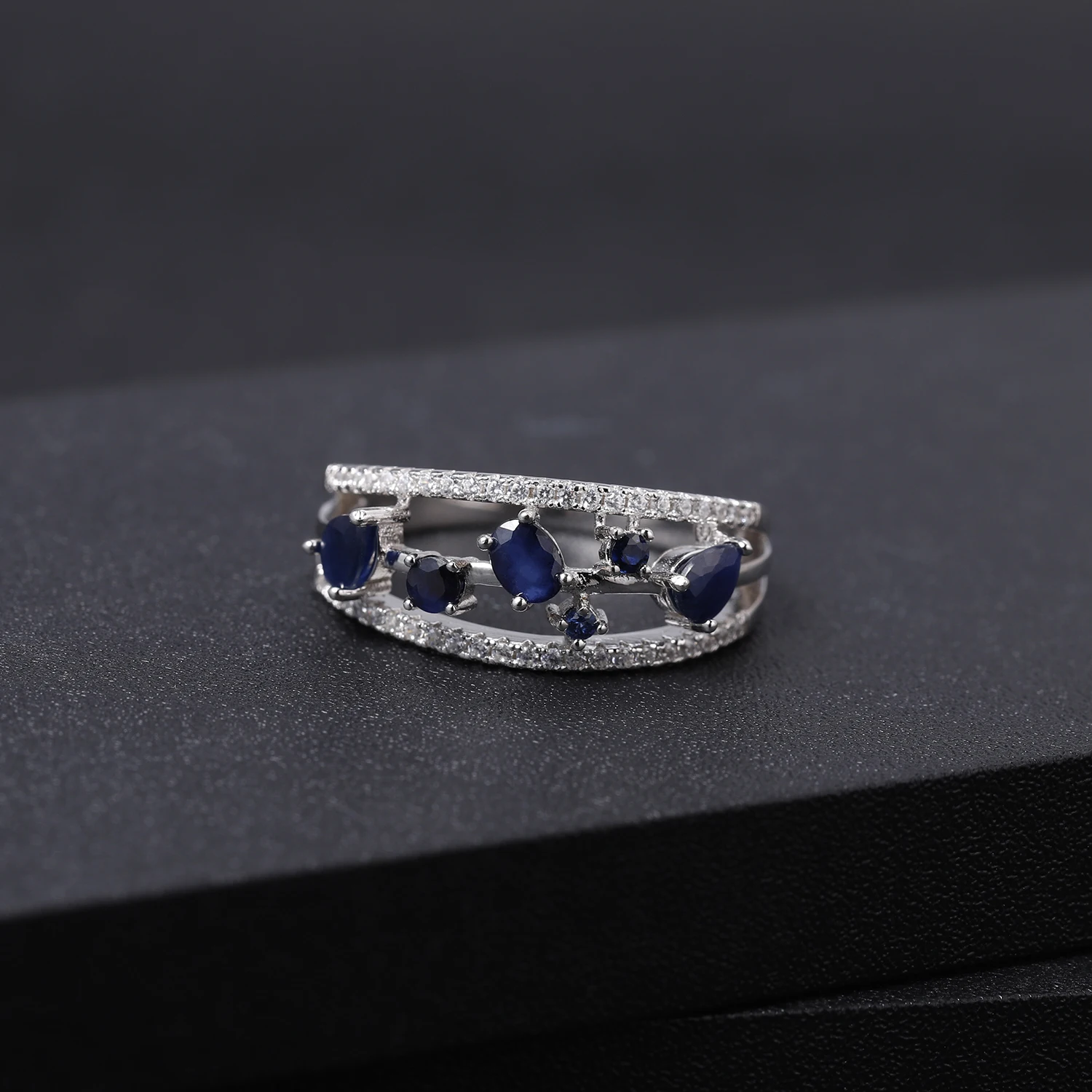 GEM'S BALLET, 0.65Ct, натуральный синий сапфир, кольцо, 925 пробы, серебро, необычные, классические, Овальные, драгоценные камни, кольца для женщин, хорошее ювелирное изделие