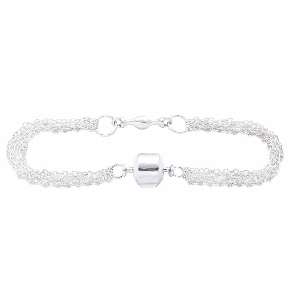 

100% 925 Sterling Silver Original Multi-Strand Europe Bracelet One Clip Station Fit Women Bead Charm Bangle Gift DIY Jewelry