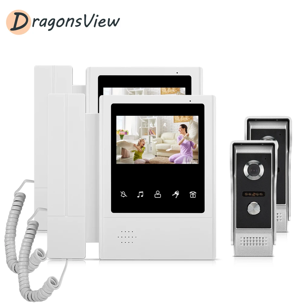 Видеодомофон Dragonsview 4 3 дюйма с 2 камерами 1000 TVL для виллы|Видеодомофон| |