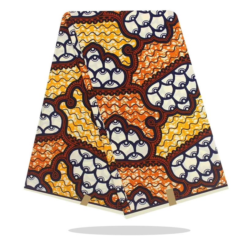 

Nigerian Wax Block Print Cotton Fabric 100%Breathable Soft Veritable Ankara African Wax Prints Fabric 6 Yards For Sewing SP19-91