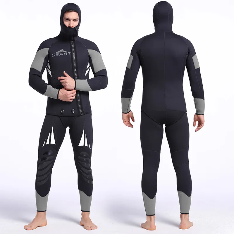 Профессиональные скакалки, 5 мм неопреновый гидрокостюм для подводного плавания, подводное снаряжение для дайвинга, Мужская футболка, набор для подводного плавания, мокрый костюм гидрокостюм K - Цвет: Men Wetsuit Gray