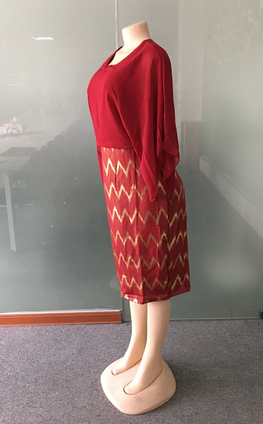 PLUS SIZE printed spliced women pencil dress o neck batwing sleeve midi dress hot sale 2 colors robes