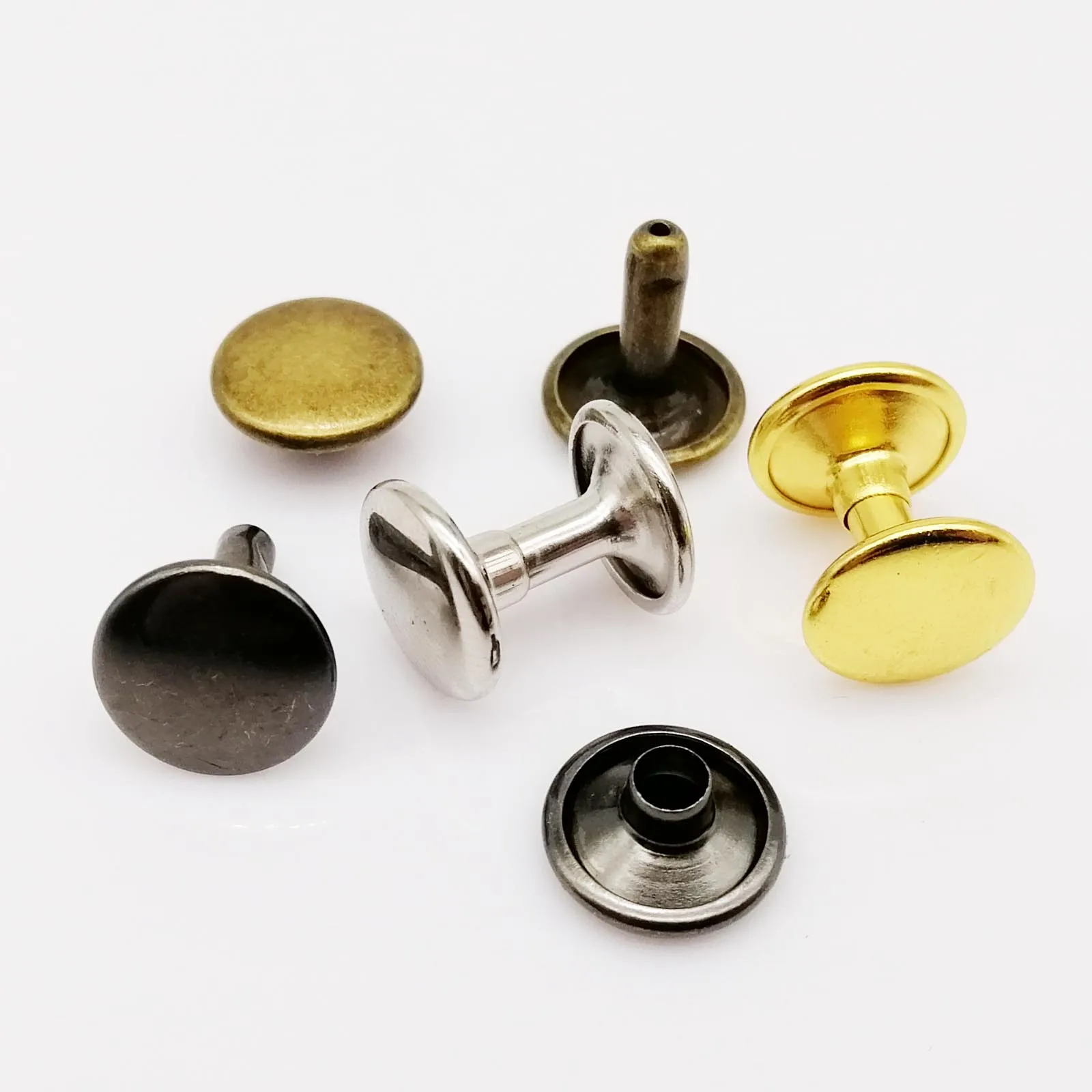 400/600 sets 6mm 8mm 10mm Metal Double Cap Side Round Rivet Spike Stud Leather Belt Wallet Bag Clothes Assortment Kit Box metal rivets belt strap rivets metal studs leather rivets