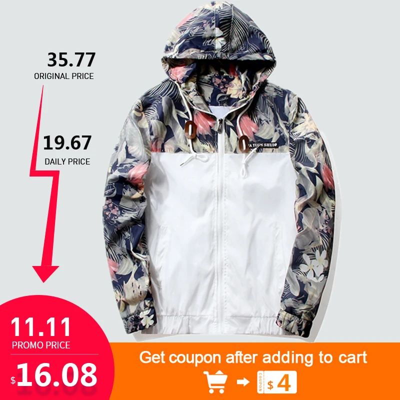Günstig Männer Jacken Casual frauen Mit Kapuze Jacke Oberbekleidung Frühling Herbst Mantel Floral Printting Design Mit Kapuze Jacken und Mäntel MÄNNER 499
