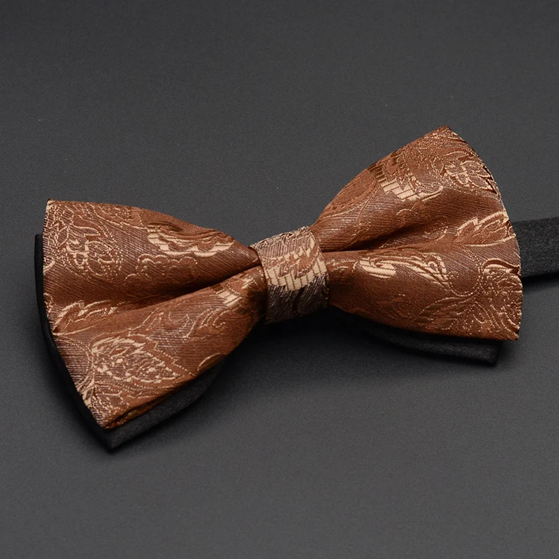 HJ711 New Fashion Men's Bow Ties Wedding Double Fabric Special Design Bowtie Club Banquet Anniversary Butterfly Tie with Gift Box - Цвет: HJ711