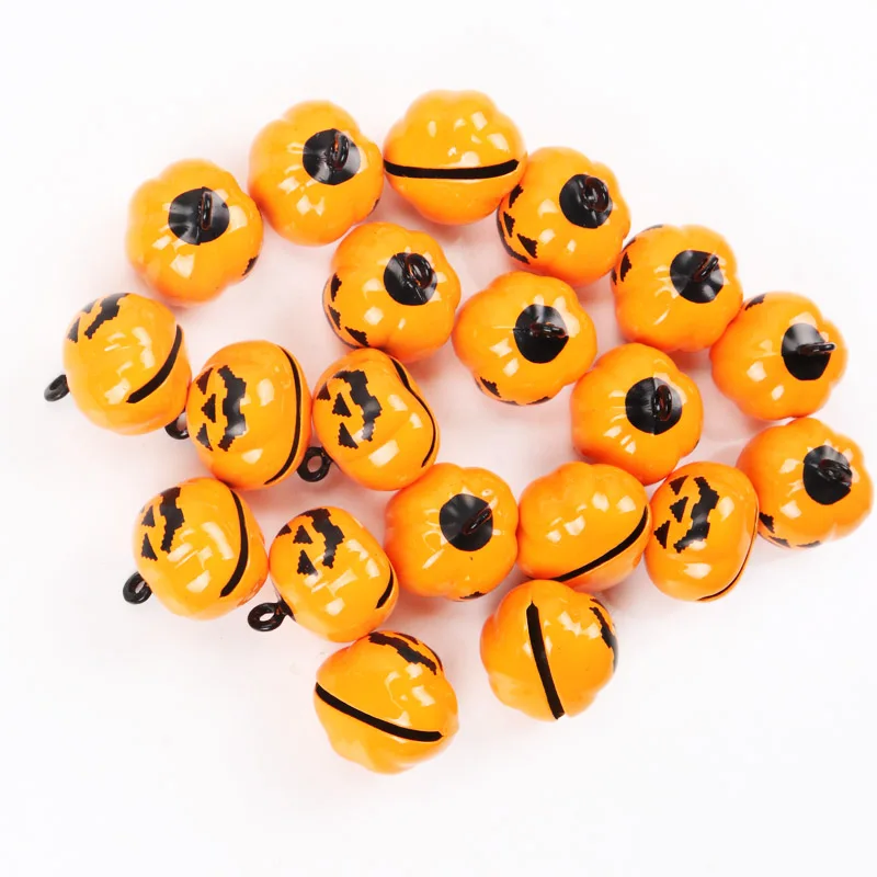 Jingle Bells 5pcs Pumpkin Halloween Festival Ornament Metal Bell For Home Party Tree Pendant Decoration DIY 19x19mm
