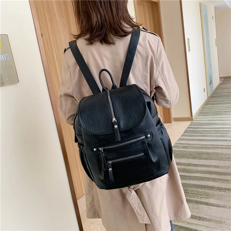 Модный кожаный женский рюкзак, сумки через плечо для отдыха, Mochila Feminina, вместительная школьная сумка для девочек