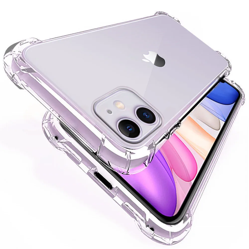 Противоударный силиконовый прозрачный чехол для телефона iPhone 11 7 XR мягкая задняя
