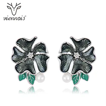

Viennois Stud Flower Earrings for Women Enamel Earrings Lady