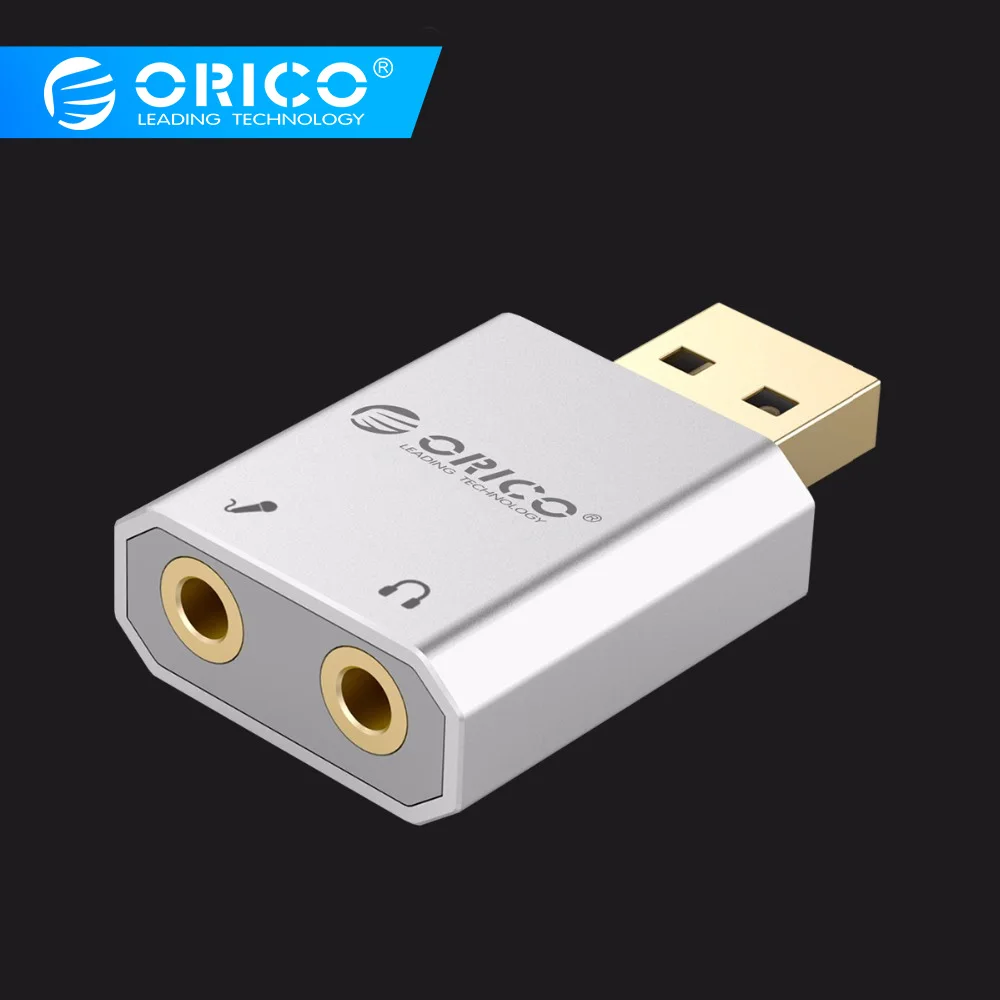 ORICO Внешний USB звуковая карта стерео микрофон динамики гарнитуры аудио разъем 3,5 мм мини кабель адаптер Бесплатная Drive для портативных ПК