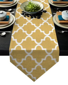 

Geometric Lattice Prismatic Moroccan Style Yellow Table Runners Tablerunner Holidays Wedding Vintage Table Runner Small Long