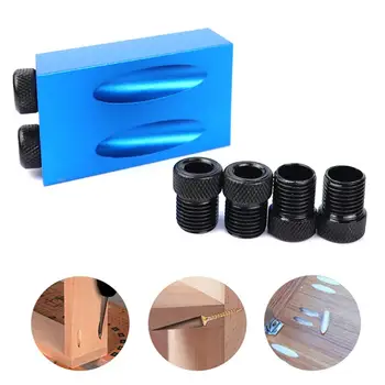 

15° Blue Inclined Hole Jig Kit 6/8/10mm Angle Drill Guide Woodwoorking Tool Hole Puncher Locator Jig Drill Bit Carpentry Tools