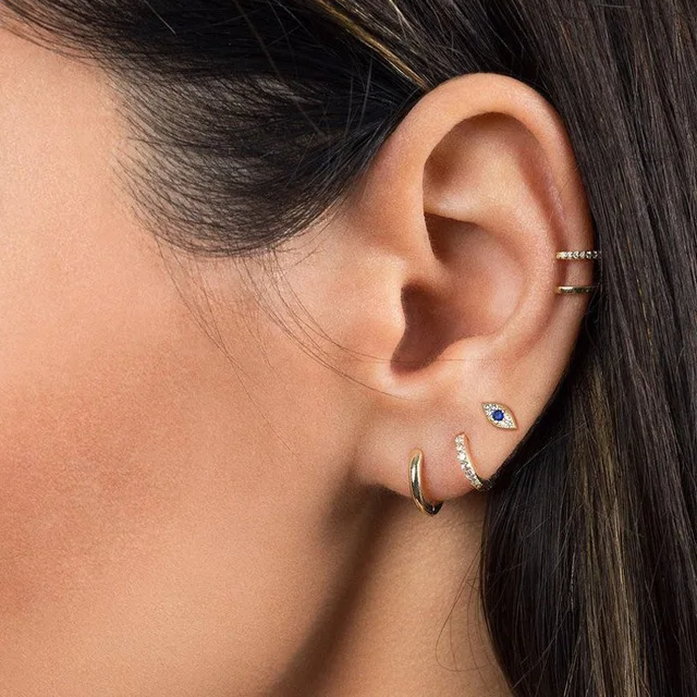 2021 Drop Shipping 925 Sterling Silver Lucky Evil Eye Charm Earrings Stud Minimalist Delicate Cute Simple Earring For Lady Girls | Украшения