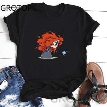 

Cute Princess Summer T Shirts Women Harajuku T-Shirt Print Short Sleeve Tshirts Streetwear Casual Top Tees Black