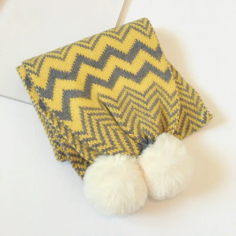 Autumn and winter knitted Children's scarf fashion joker Korean style wave scarf for boy and girl 15 - Цвет: Цвет: желтый