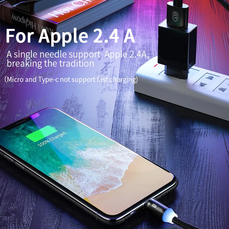 GTWIN Магнитный USB кабель для iPhone XS Max Быстрая зарядка Micro магнит зарядное устройство