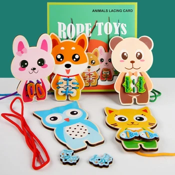 

Threading Puzzle Toys Montessori Early Childhood Education Wooden Desktop Toy Tangram Jigsaw Board Game