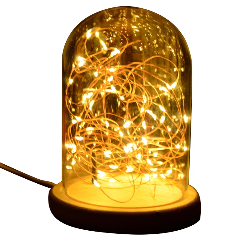 

Romantic LED Night Light Copper Wire Lights USB Charging Firework Glass Table Lamp Led String Night Light Desk Lamp